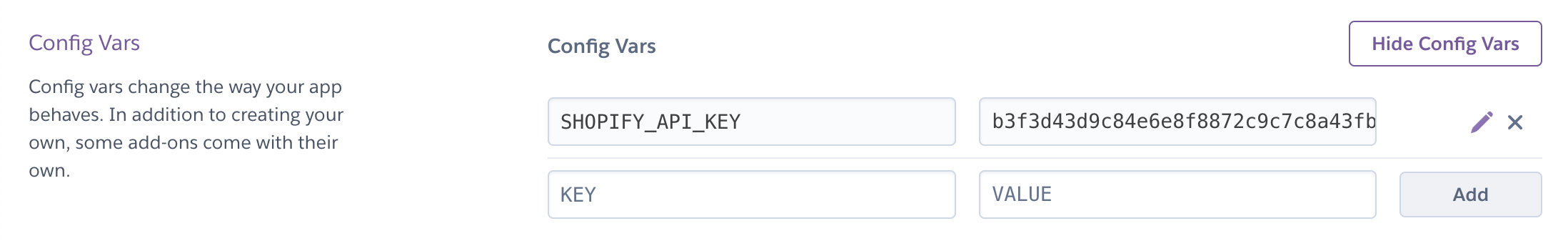 Example of the SHOPIFY API KEY environment variable