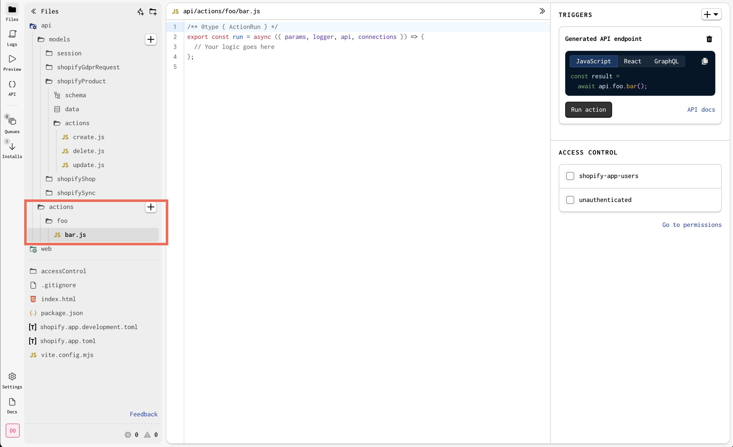 A globally-scoped action namespace