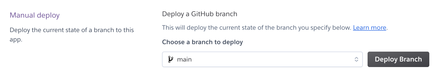 Heroku manual deploy section