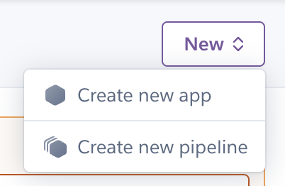 Heroku create new app button