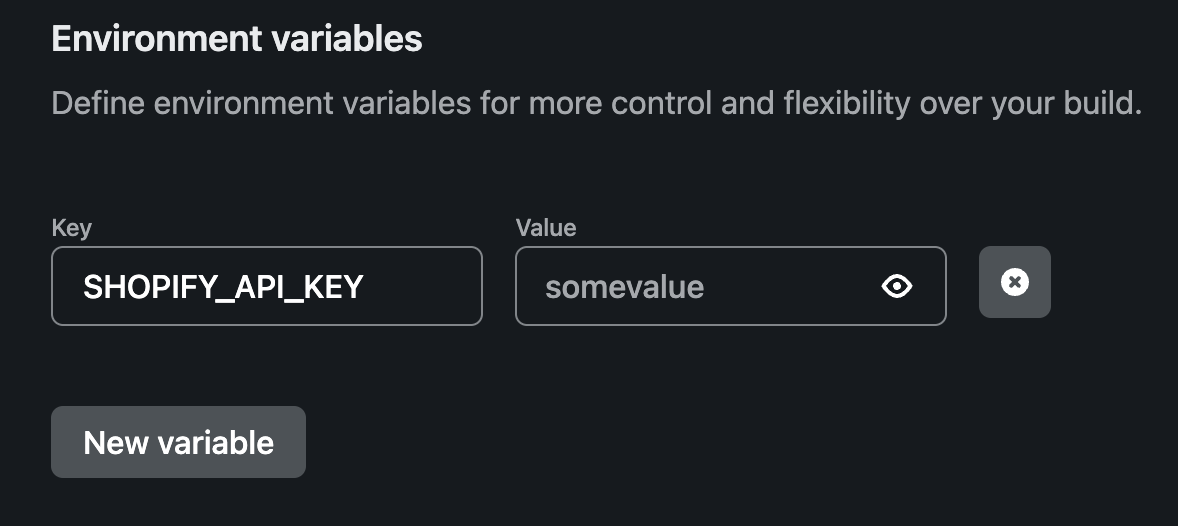 Netlify environment variables section image